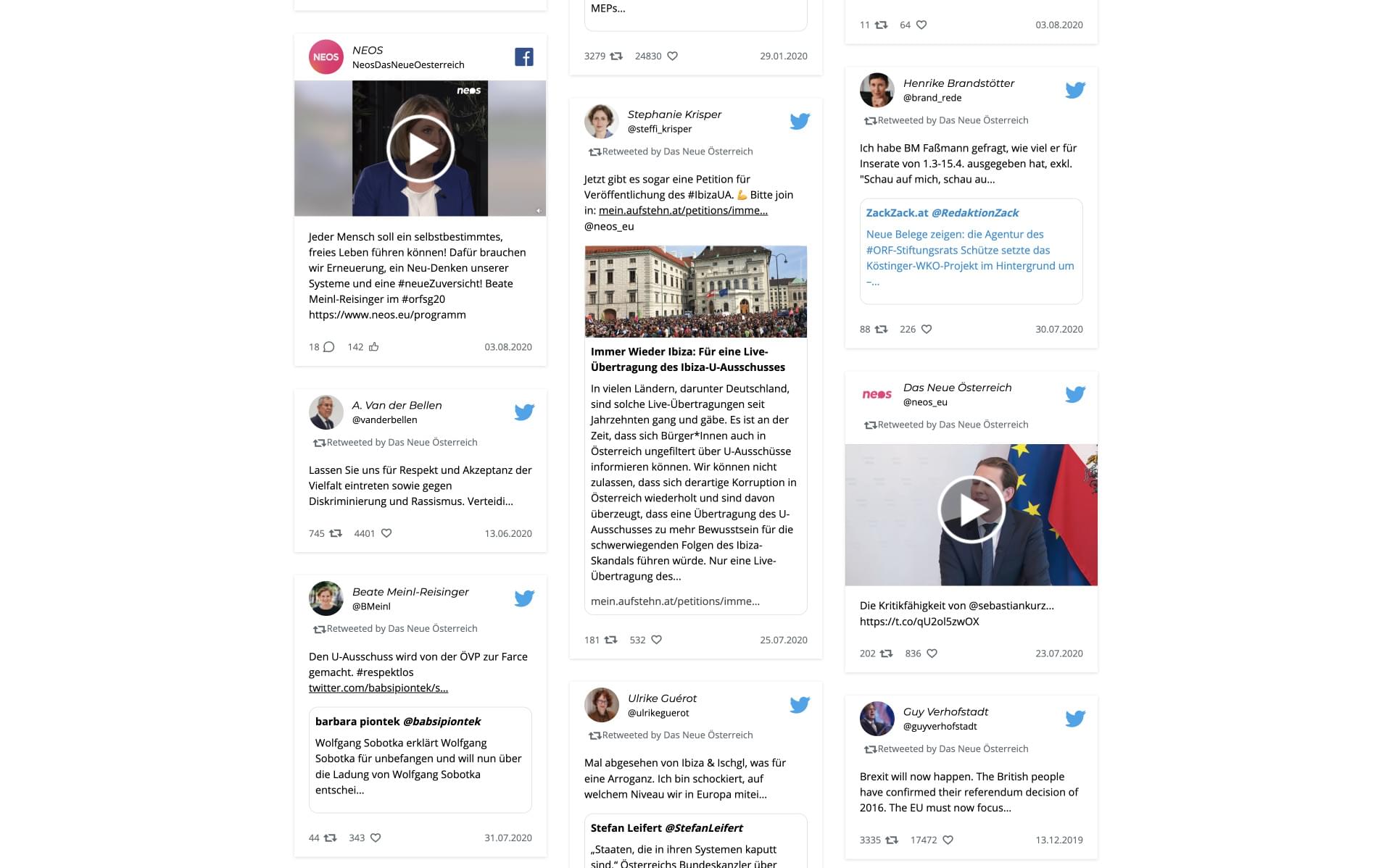 Social-Media- und Event-Feeds
