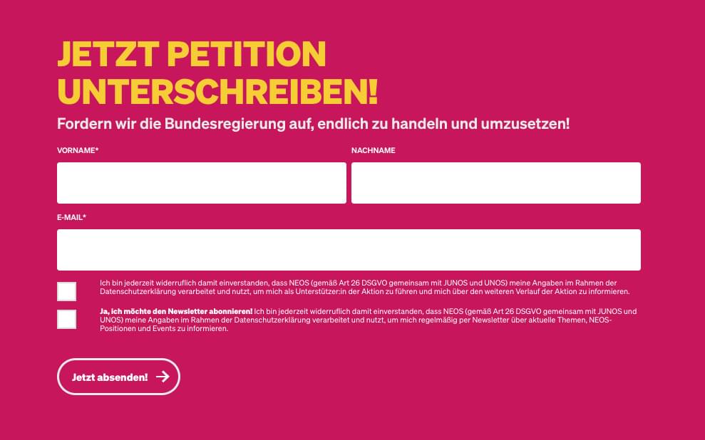 Beteiligungs- und Kampagnen­formulare