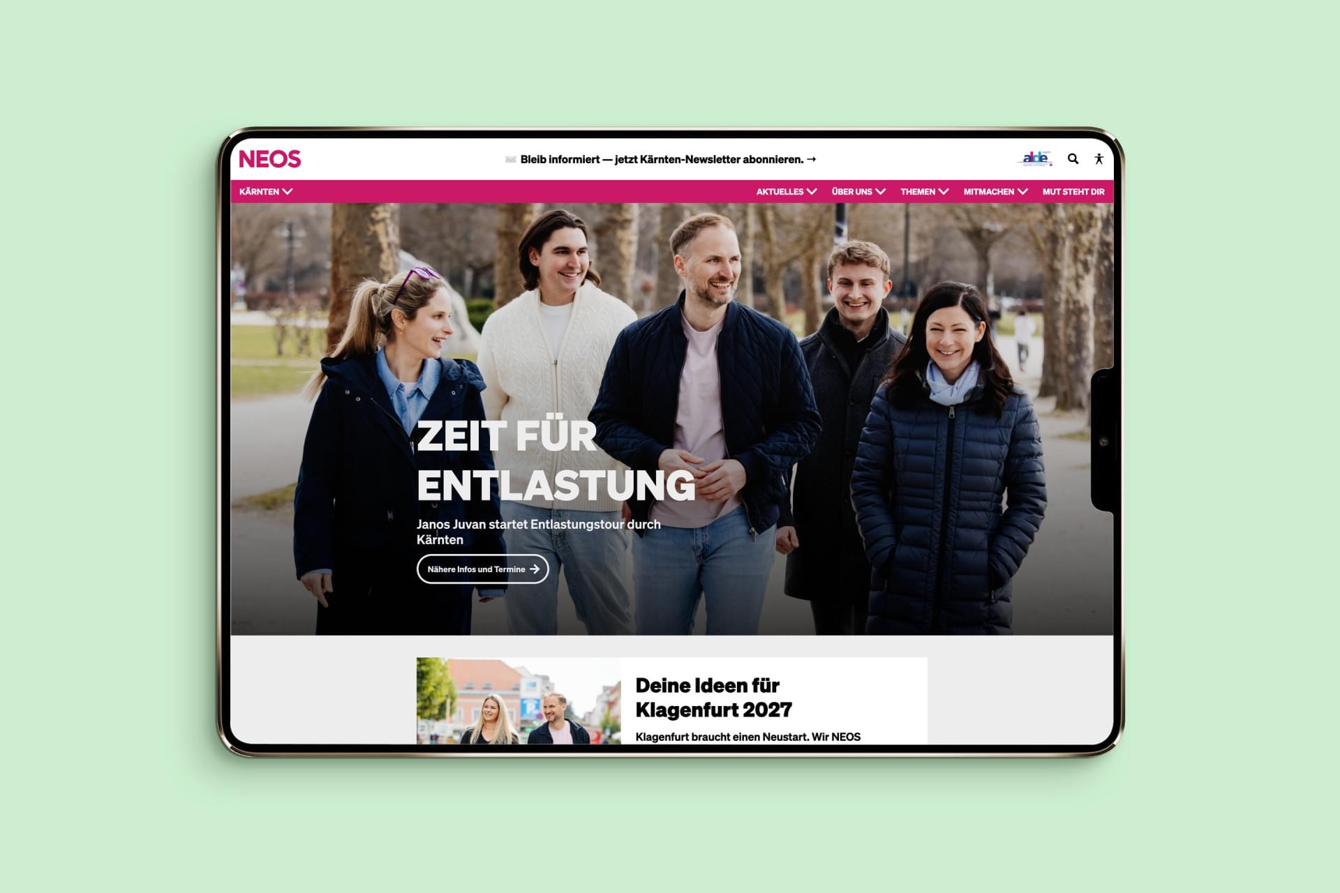 04-kaernten-startseite  tablet-green-mockup