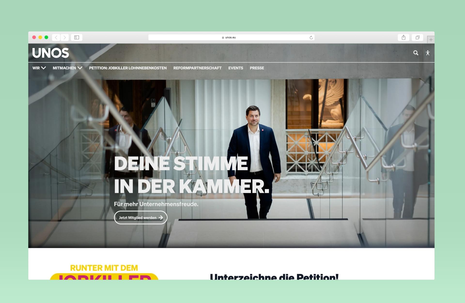 06-unos-startseite  desktop-green-mockup