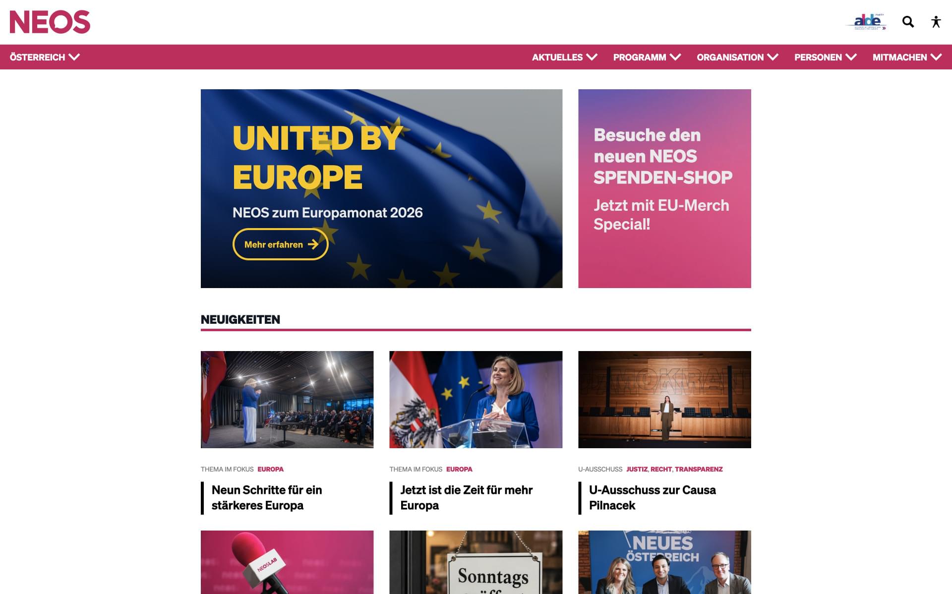 News-orientierte Startseite