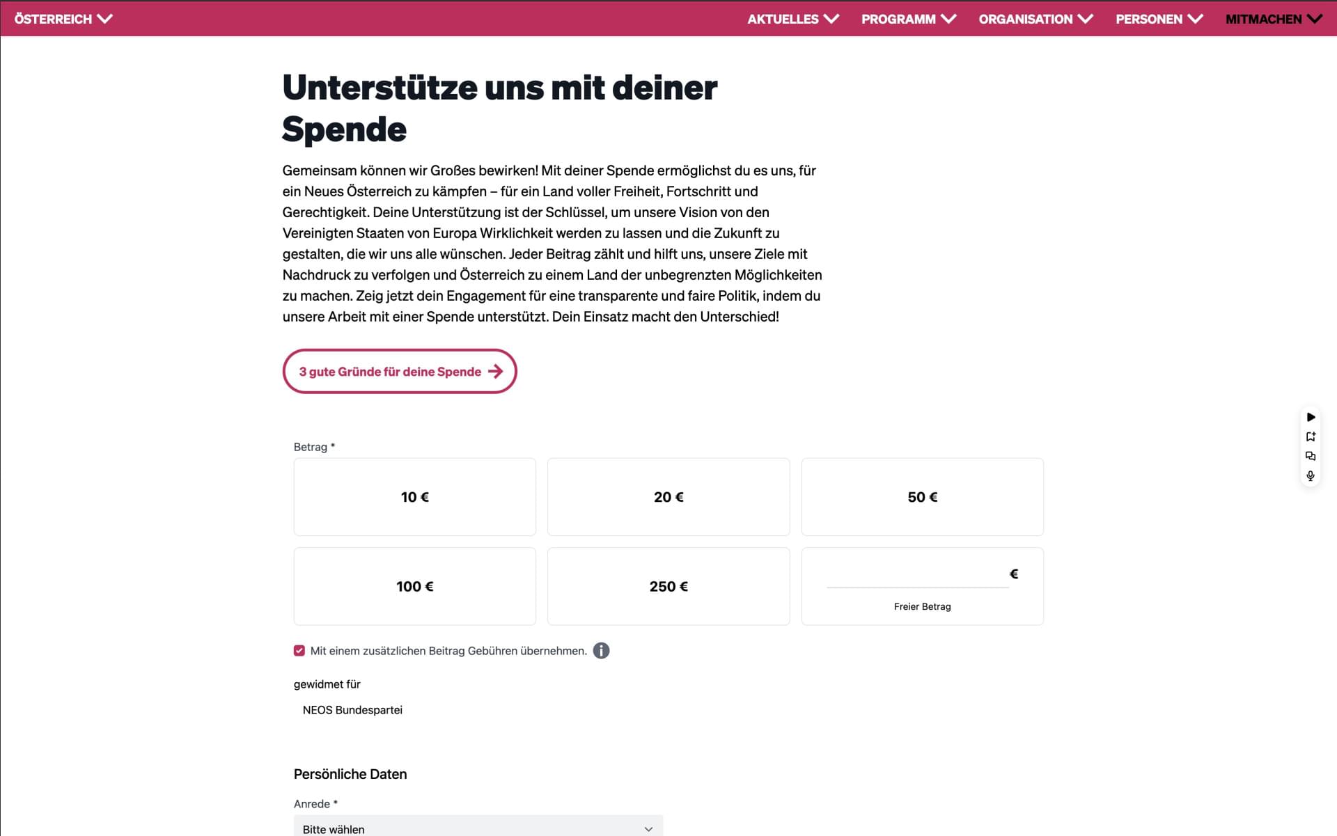 Spenden- und Fundraising-Flows
