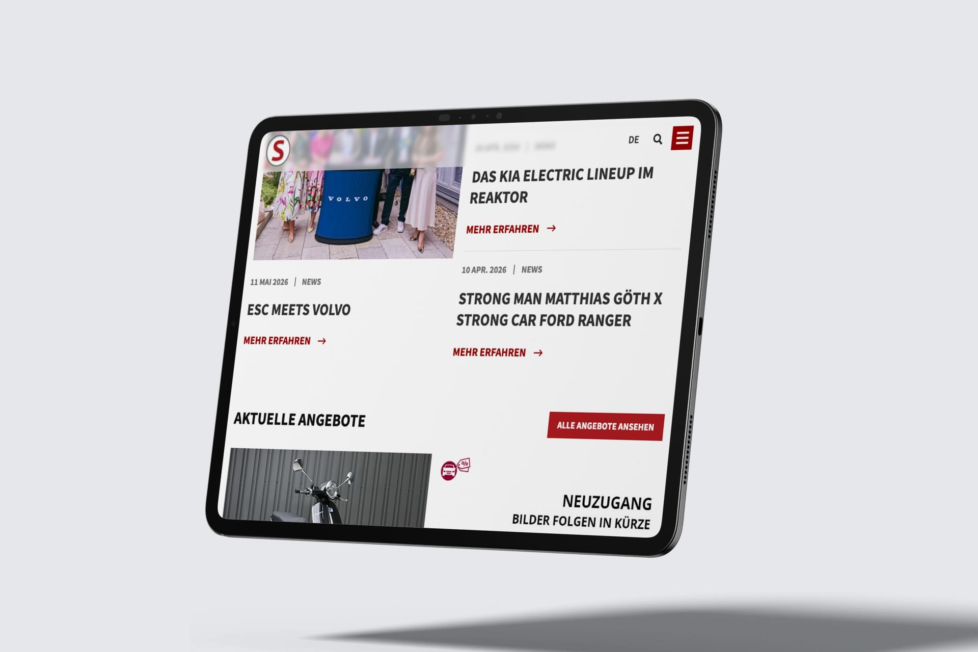 Screenshot eines Tablet-Computers